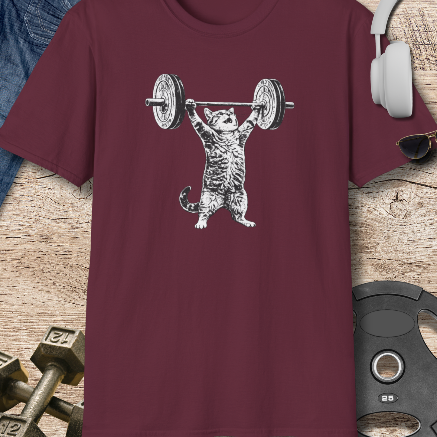 Cat Weightlifter T-Shirt