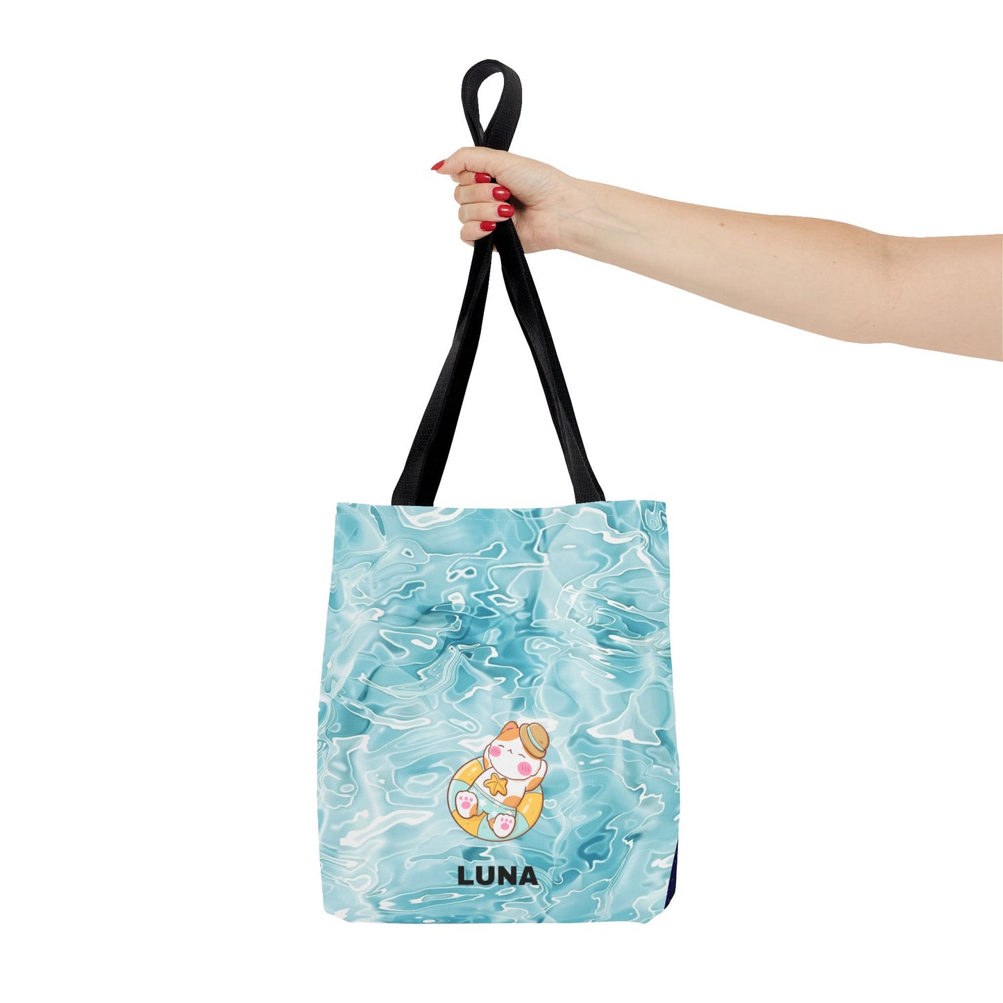 Personalized Name Cute Cat Float Ocean Starry Sky Tote Bag