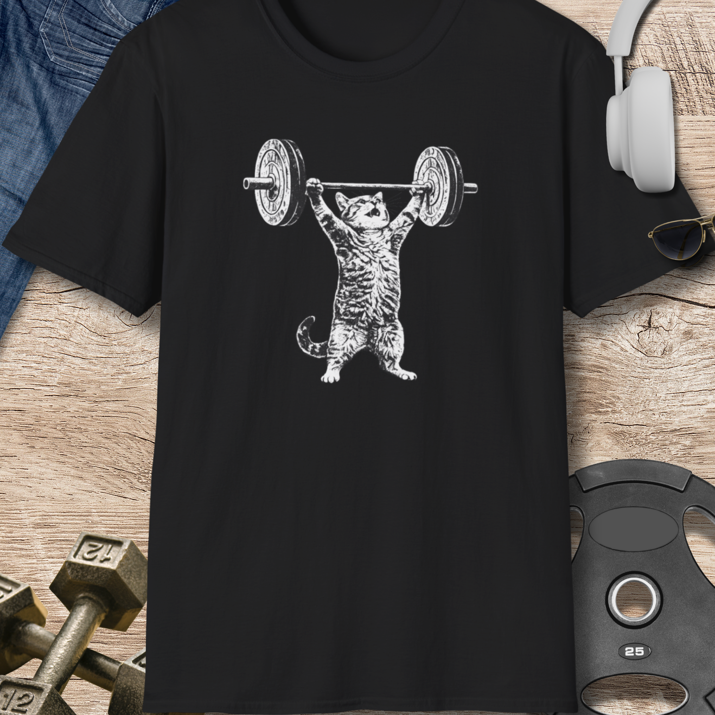 Cat Weightlifter T-Shirt