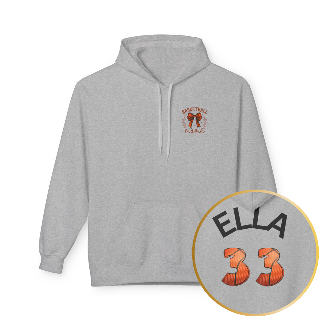 Personlised Name & Number Basketball mama Ribbon Hoodie