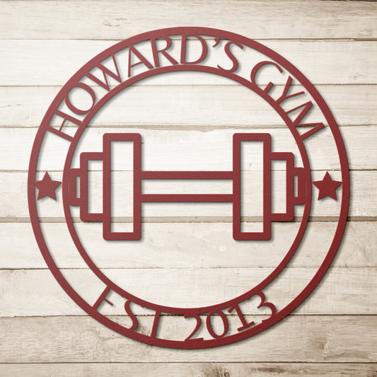 Personalized Dumbbell Metal Sign